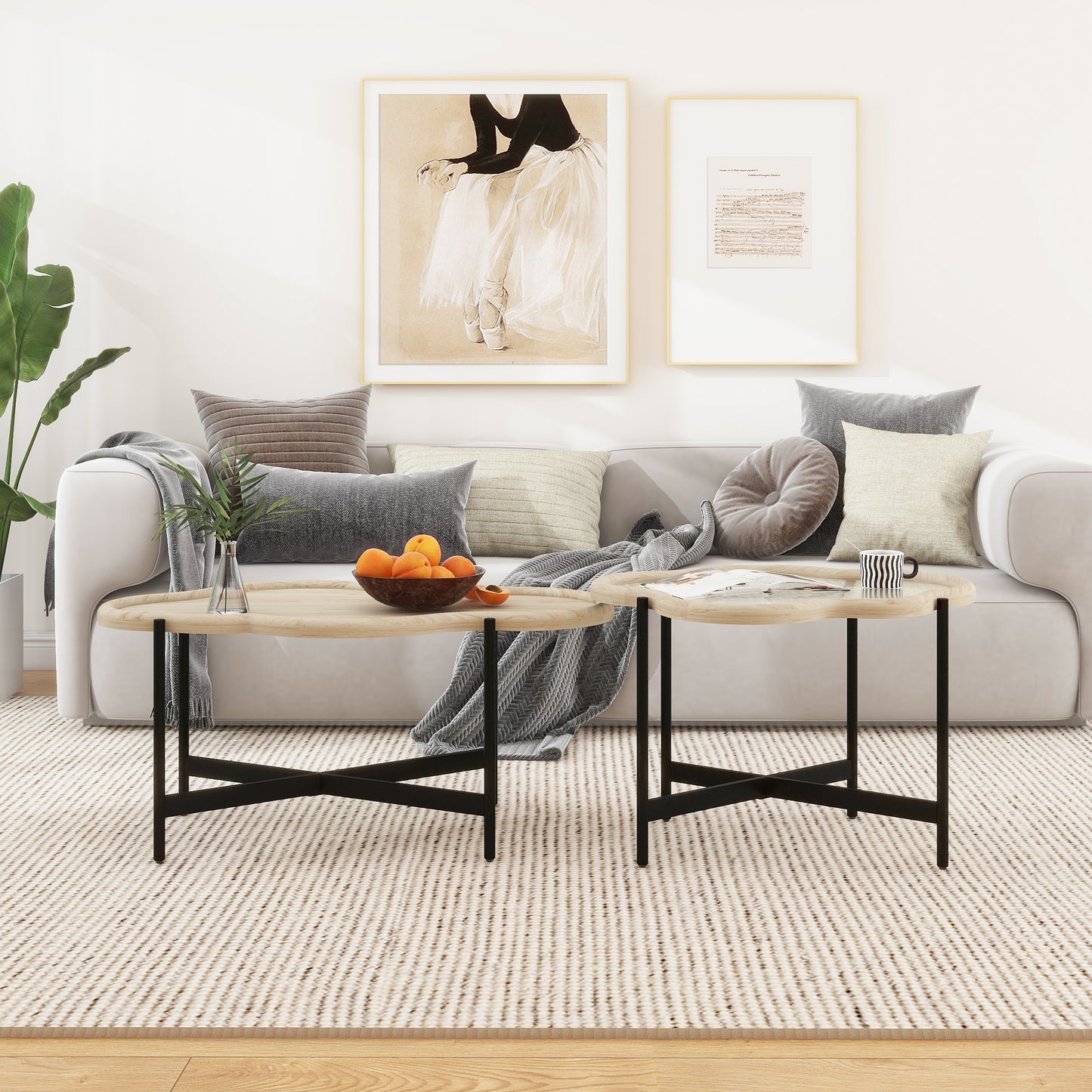 Winslet Cloud Coffee Table Set, Natural & Black