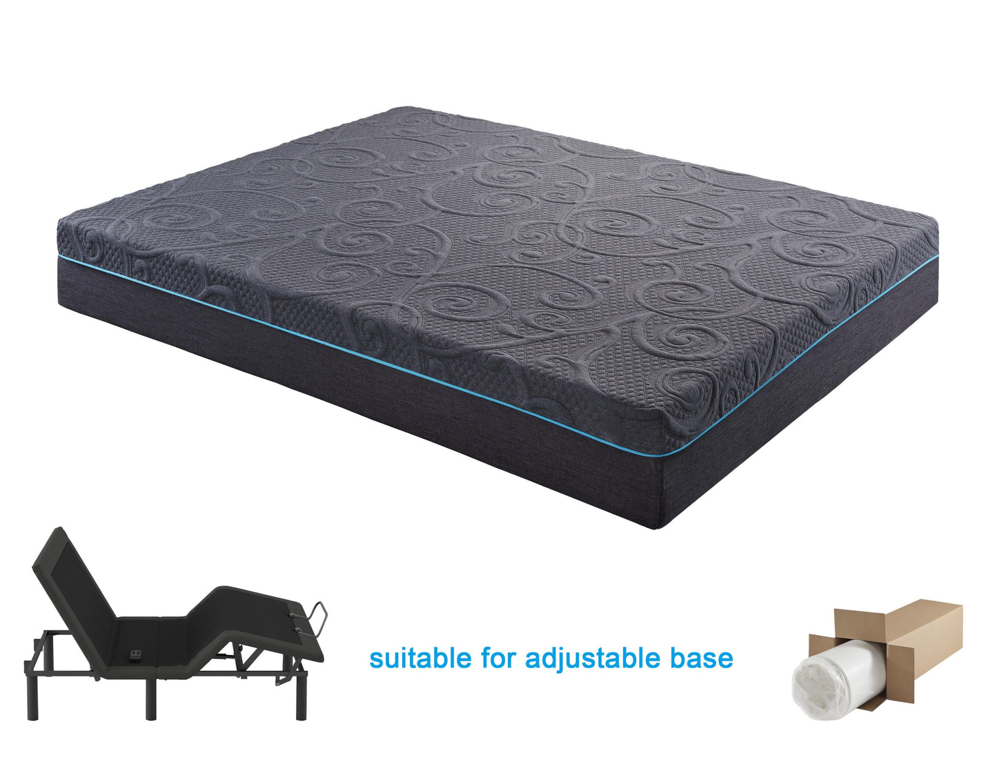 11-inch Full Size Bed Mattress Gel-Infused Memory Foam Hybrid Mattress, Dark Gray, Mattress in a Box