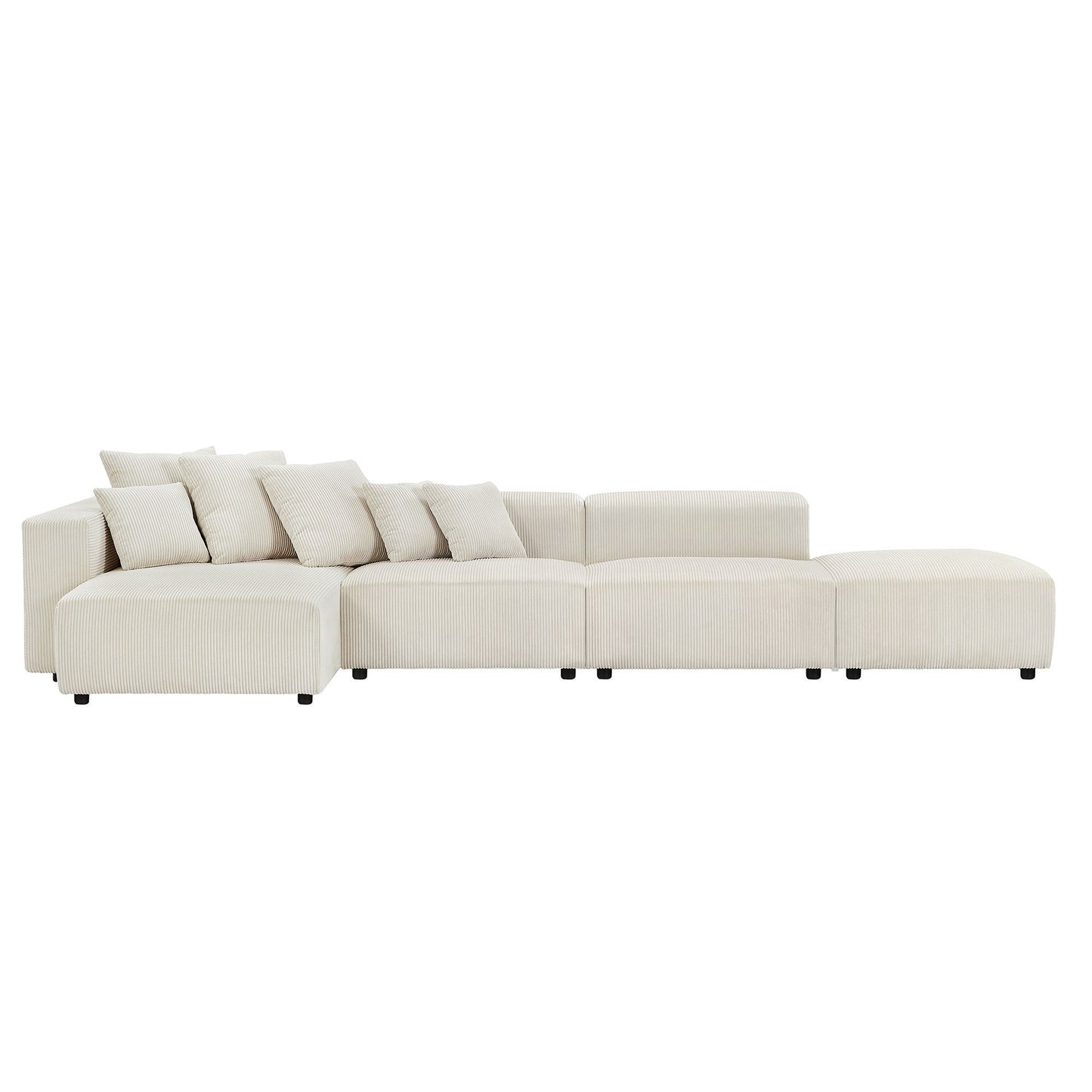 Garrick Modern Corduroy Upholstered 4-Piece Modular Sectional, Beige