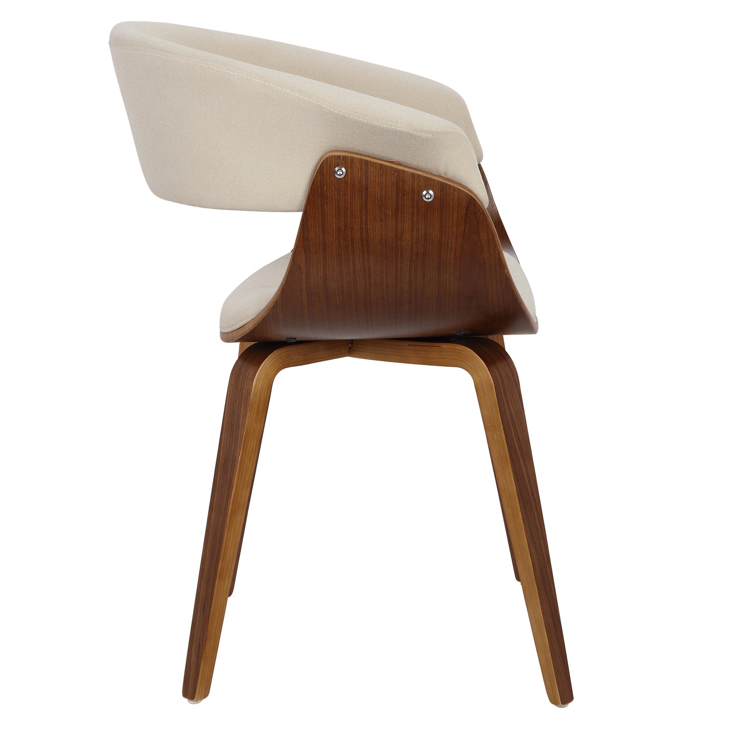 Weston Mid-Century Modern Side Chairs with Walnut Frame Set of 2 , Cream