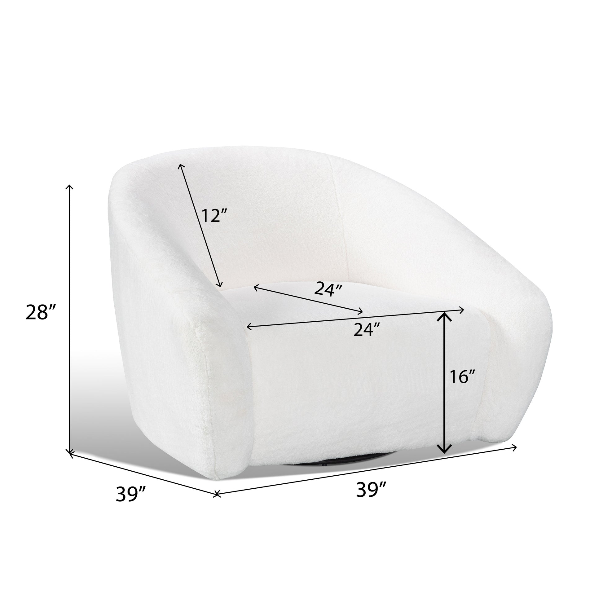 Luzern Modern Upholstered Accent Chair, 360° Swivel, OFF-White