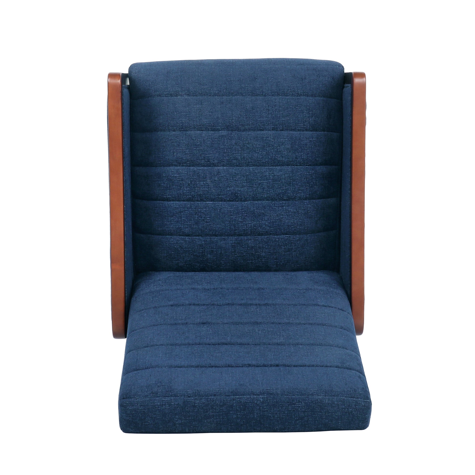 Seraphina Mid-Century Modern Style Plush Navy Blue Fabric Recliner