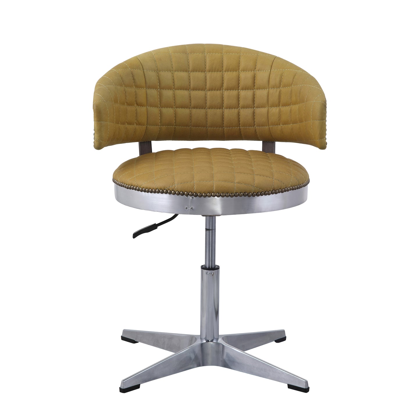 Turmeric and Chrome Adjustable Swivel Tufted Stool