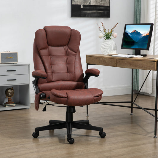 Rhoswen Microfiber Office Chair with Massage, Brown