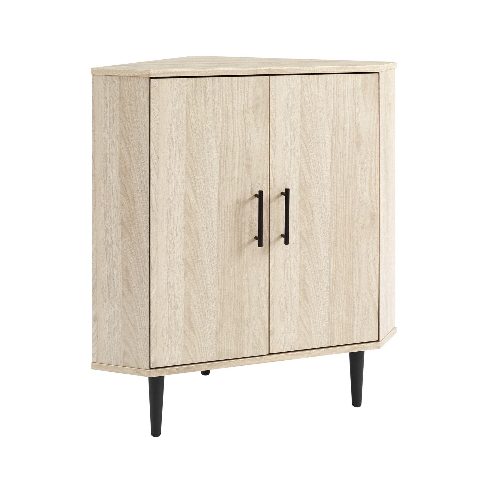 Chloe Contemporary 2-Door Mixed-Material Corner Accent Cabinet - Birch