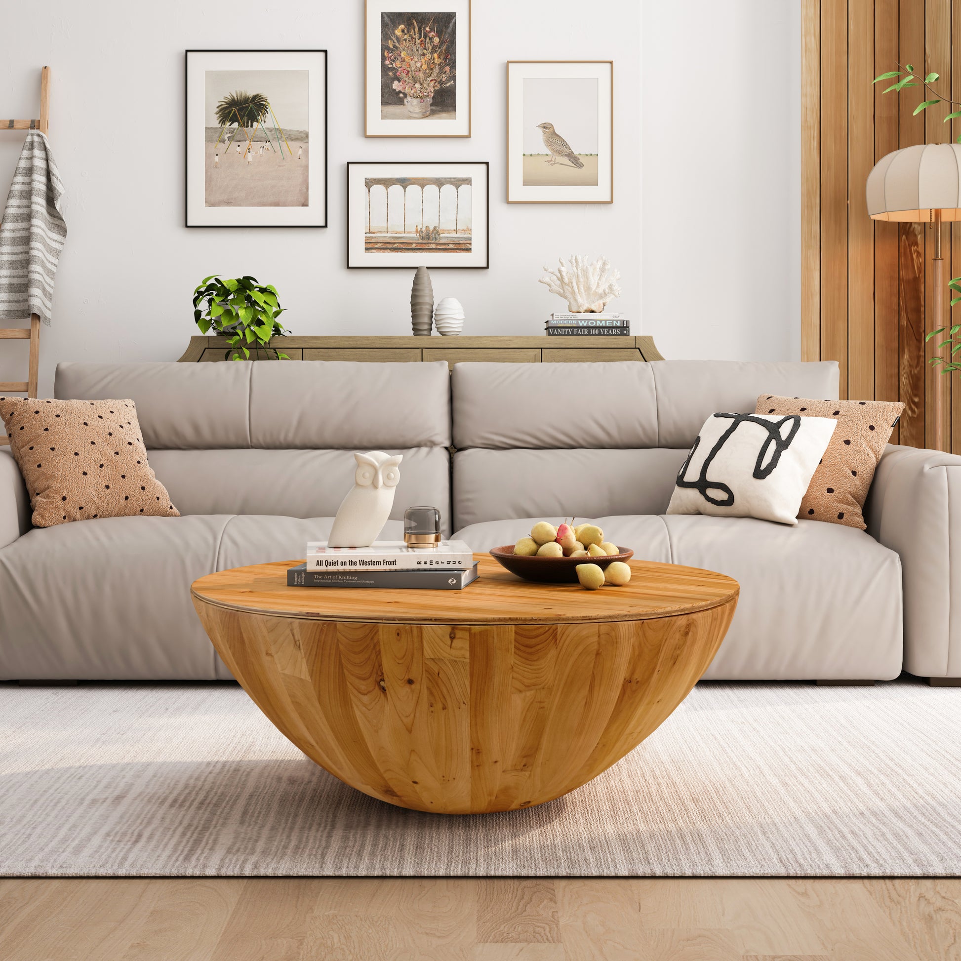 Bucky Modern Bucket Style Coffee Table, Natural