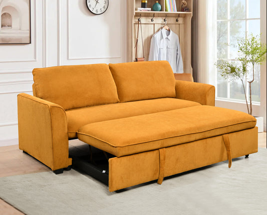 Saffron Modern 78" 3 in 1 Convertible Sofa Sleeper, Yellow