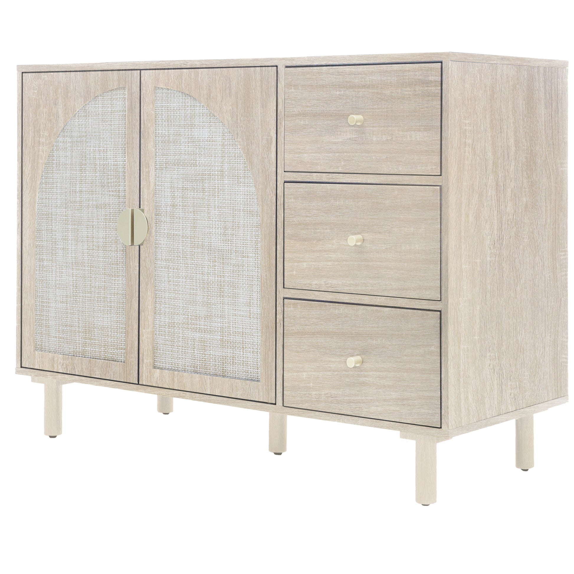 Rune Natural Finish Accent Cabinet with Rattan Door Fronts