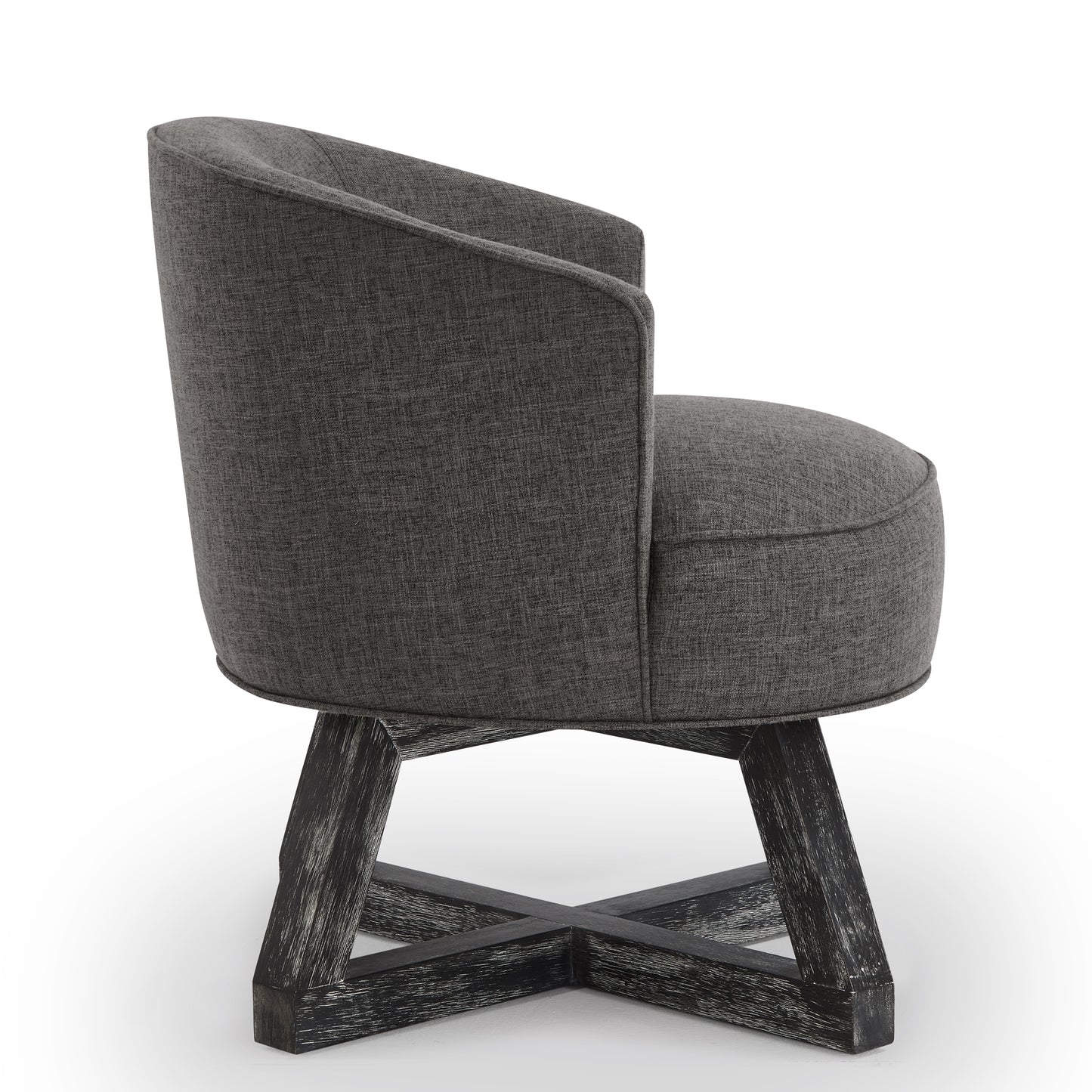 Briar Dark Gray Mid-Century Modern Swivel Lounge Chair with Cross-Shaped Wooden Base