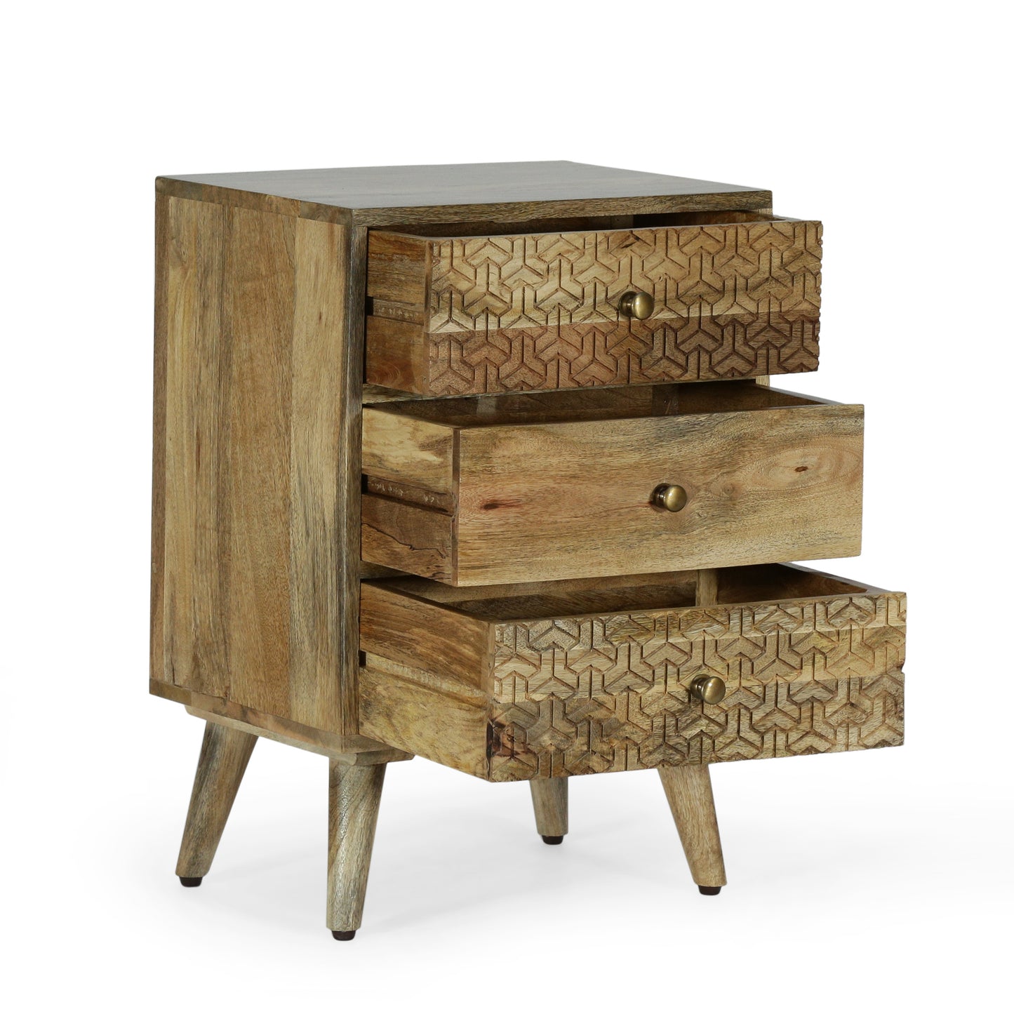 Minnie Boho Wooden 3-Drawer Nightstand