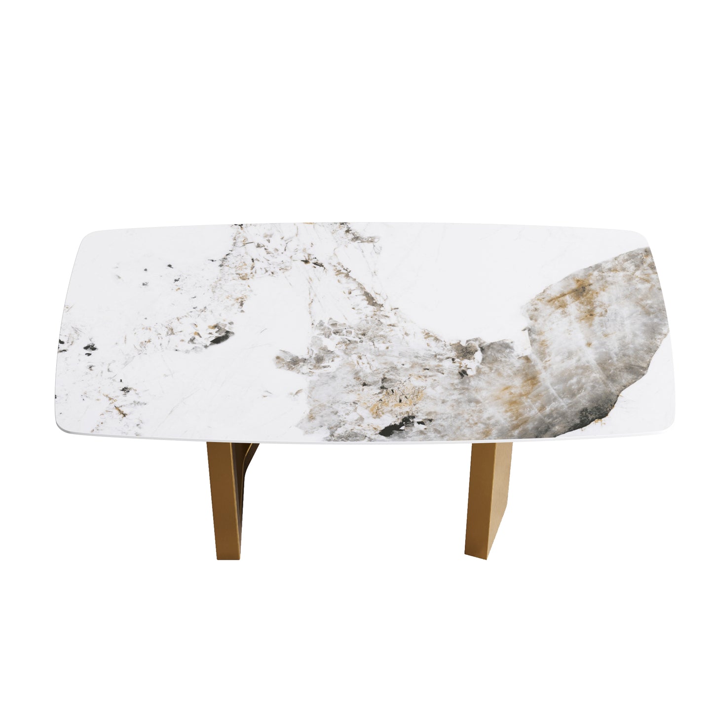 Elara Modern 70.8" Sintered Stone Dining Table, White & Gold