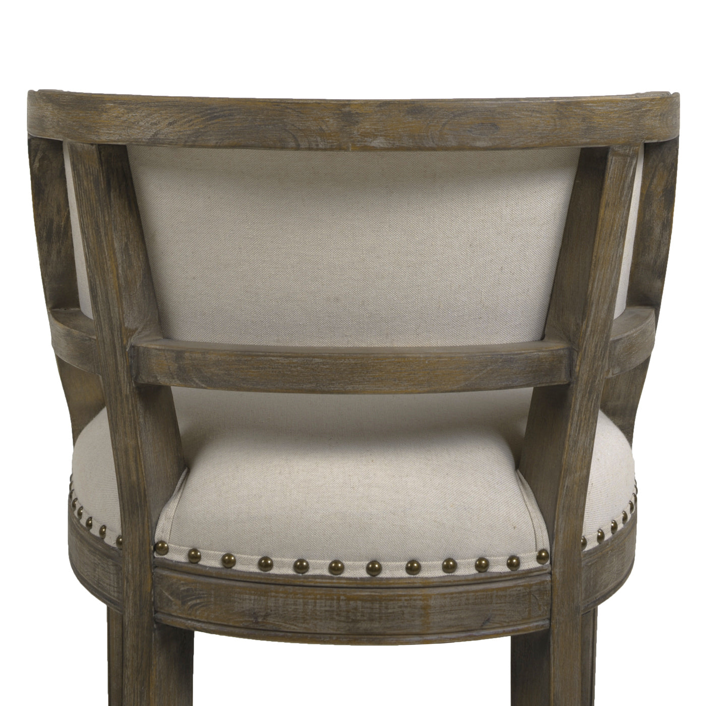 Paris 26.5” Farmhouse Counter Height Bar Stool with Backrest, Light Beige Linen