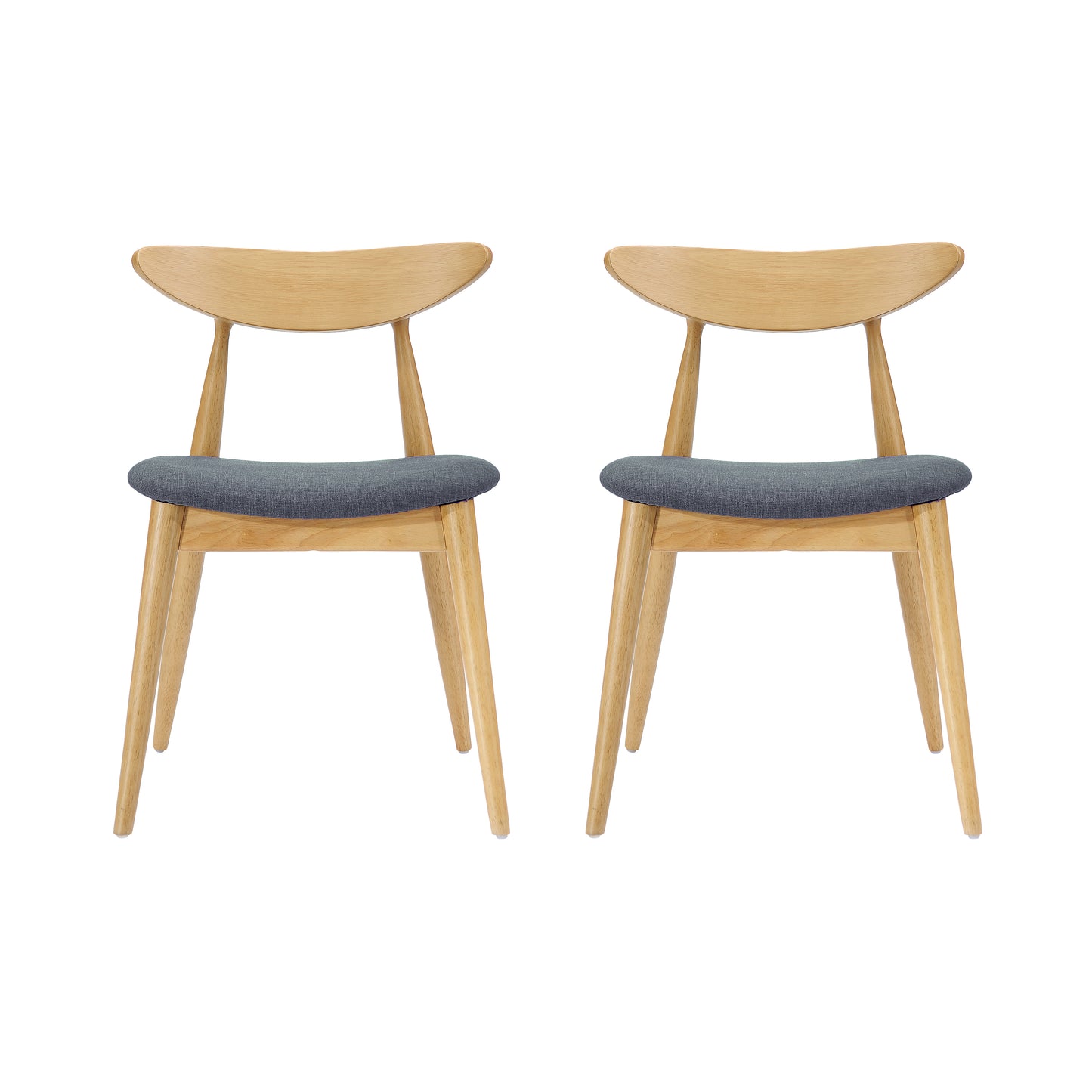 Karen Mid-Century Modern Side Chairs Set of 2 Natural & Gray