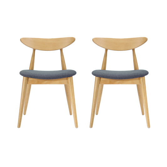 Karen Mid-Century Modern Side Chairs Set of 2 Natural & Gray