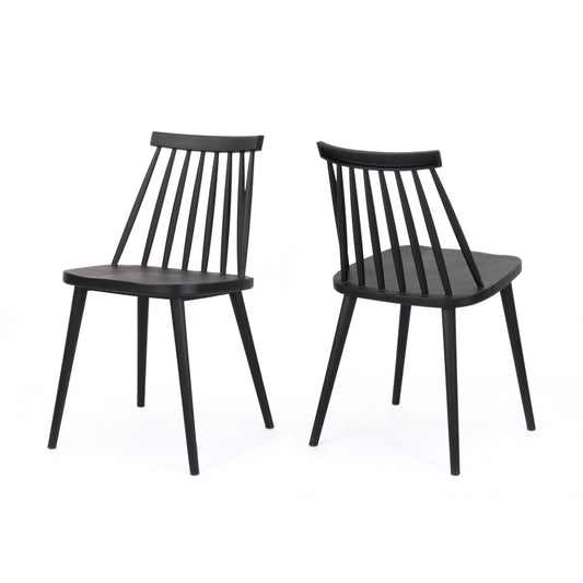 Eddison Farmhouse Spindle Back Dining Chairs, Set of 2, Black