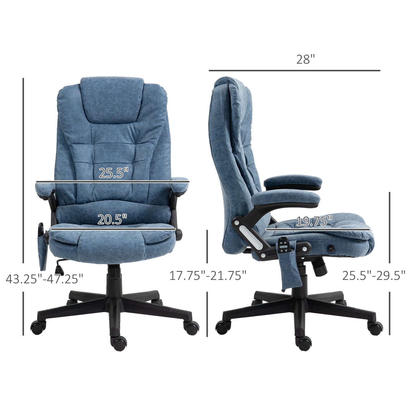 Winry High Back Office Chair with 6-Point Massage, Blue