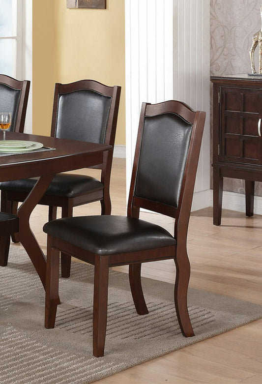 Charlotte Traditional Solid Wood Dining Chairs with Leatherette Padded Seats Set of 2 , Dark Brown