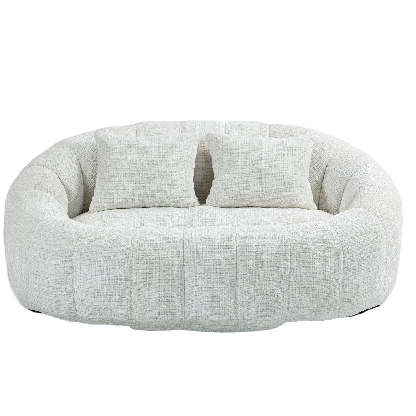 Coolmore Versatile Elegance Beige Chenille High-Back 2 Seater Bean Bag Sofa for Indoor & Outdoor Relaxation