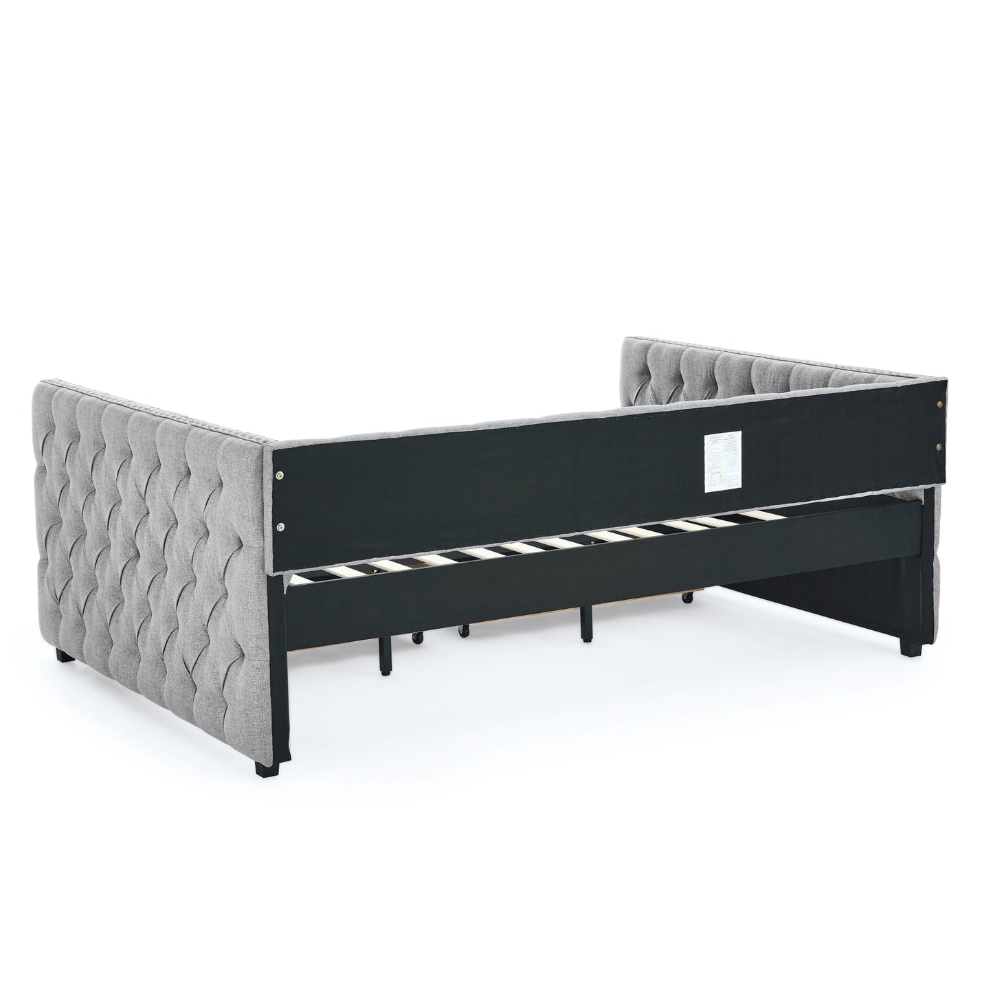 Simpson Full Size Contemporary Tufted Linen Daybed with Drawers, Gray