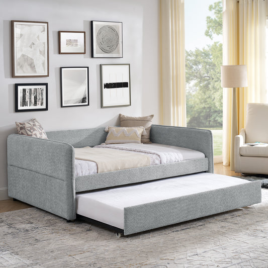 Banning Full Size Boucle Upholstered Daybed & Trundle, Gray