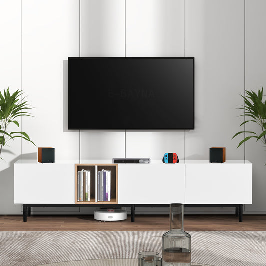 Maya Modern 80" TV Console, White & Black