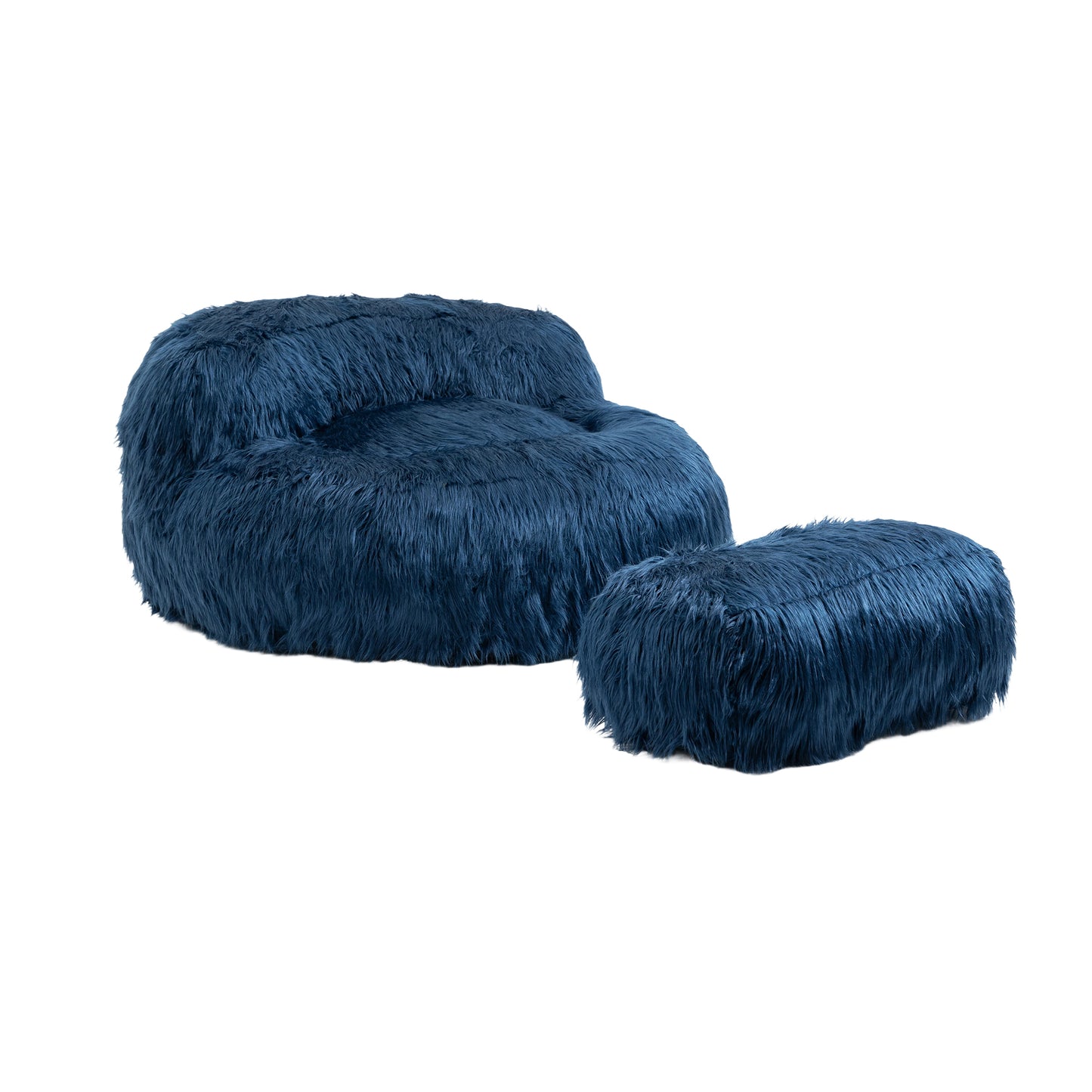 Coolmore Chic Comfort Navy Bean Bag Chair & Ottoman for Gaming and Relaxation