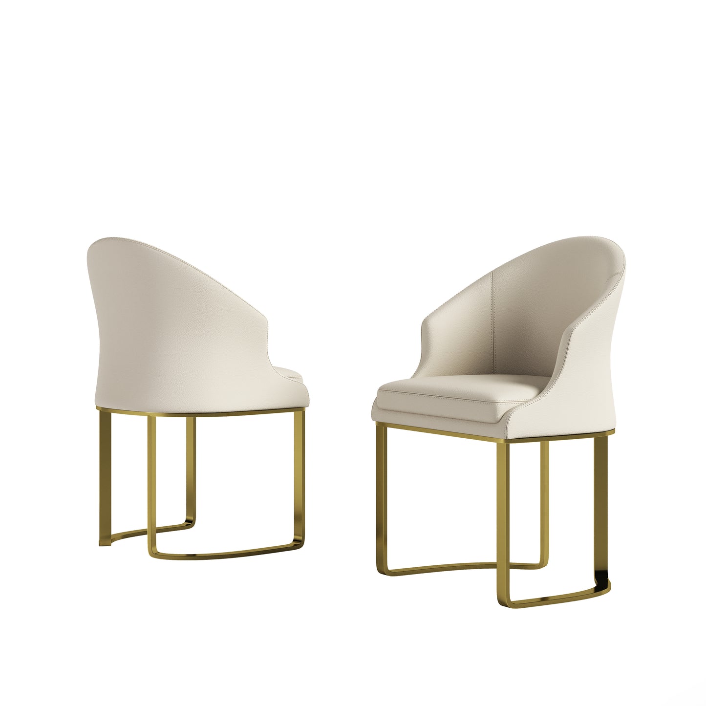 Bodhi Modern White PU-Leather Side Chairs with Gold Legs Set of 2