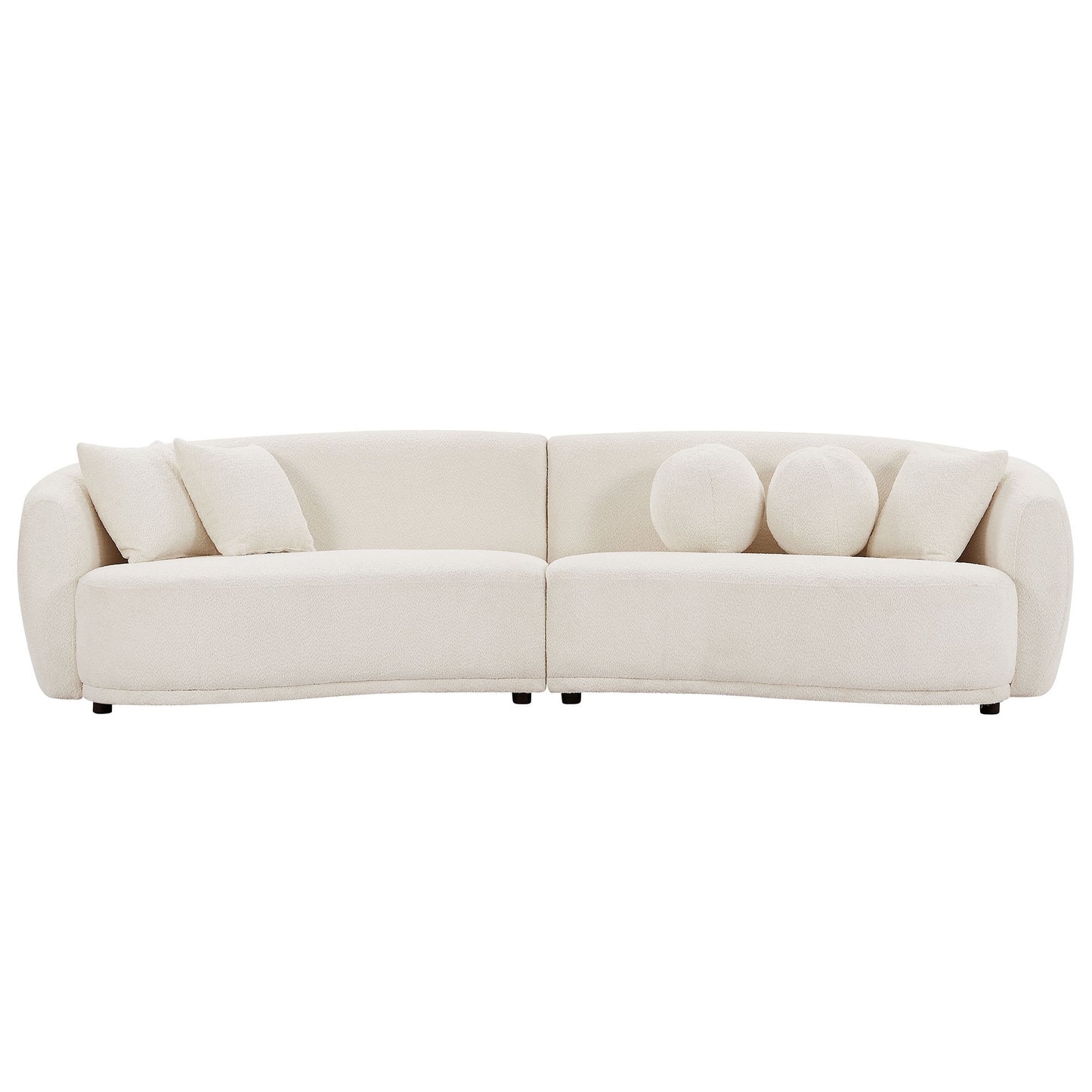 Rafferty 124" Mid-Century Modern Sofa in Beige Boucle