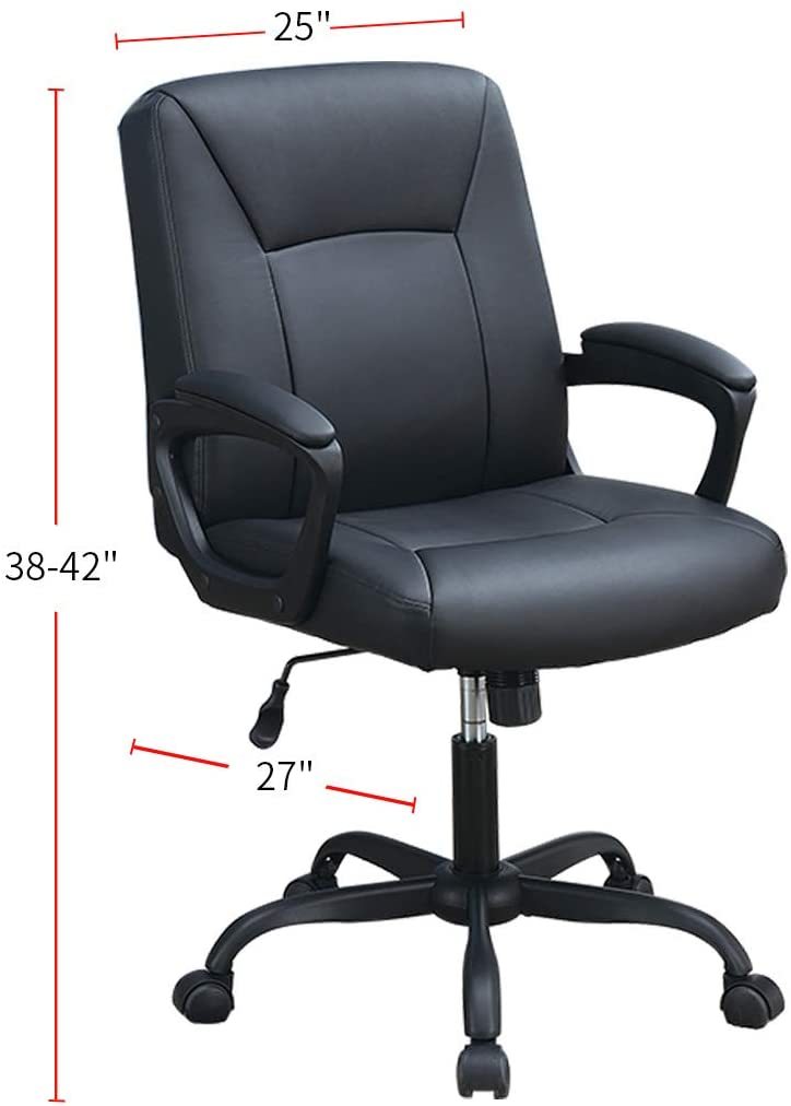 Modern PU Leather Office Chair, Black