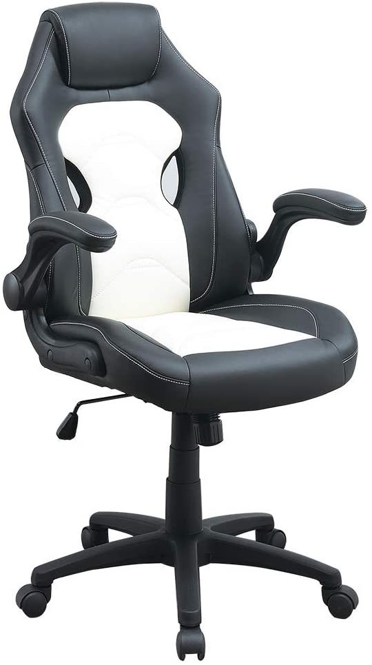 Modern PU Leather Executive Office Chair, Black & White