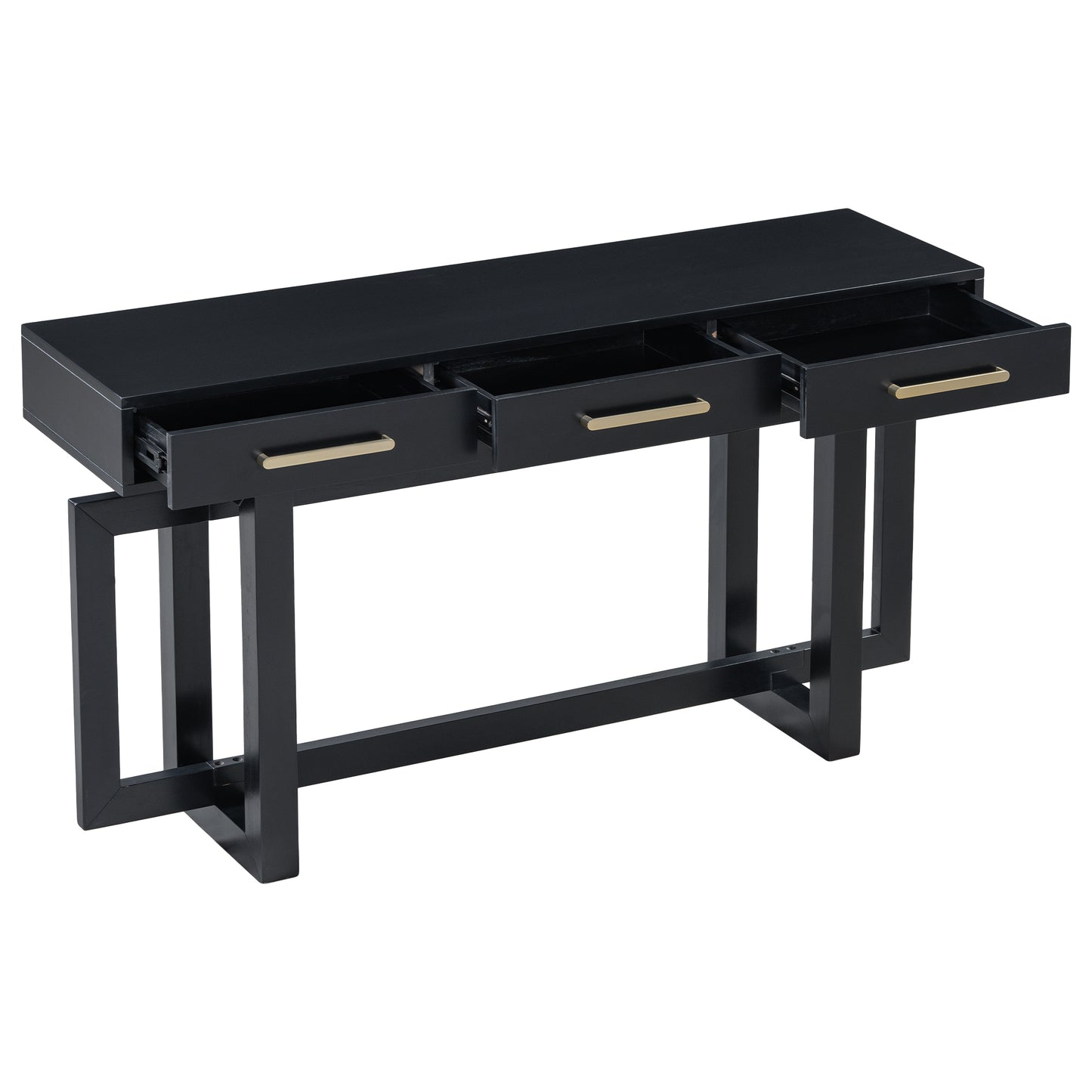 Aria Modern 3-Drawer Console Table, Black