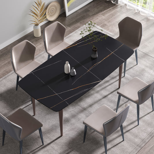 Trinita Modern Sintered Stone Dining Table, Black