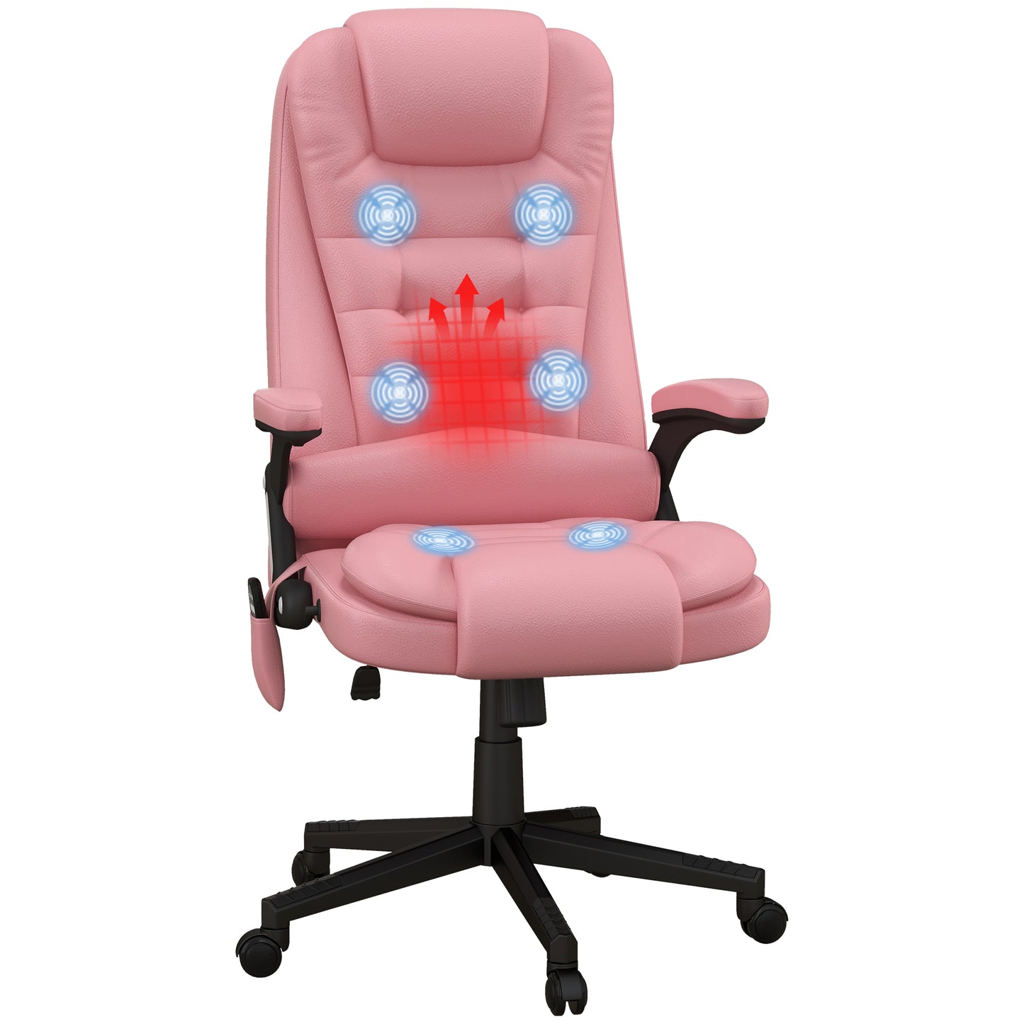 Parisa High Back PU Leather Executive Office Chair with Head & Massage, Pink