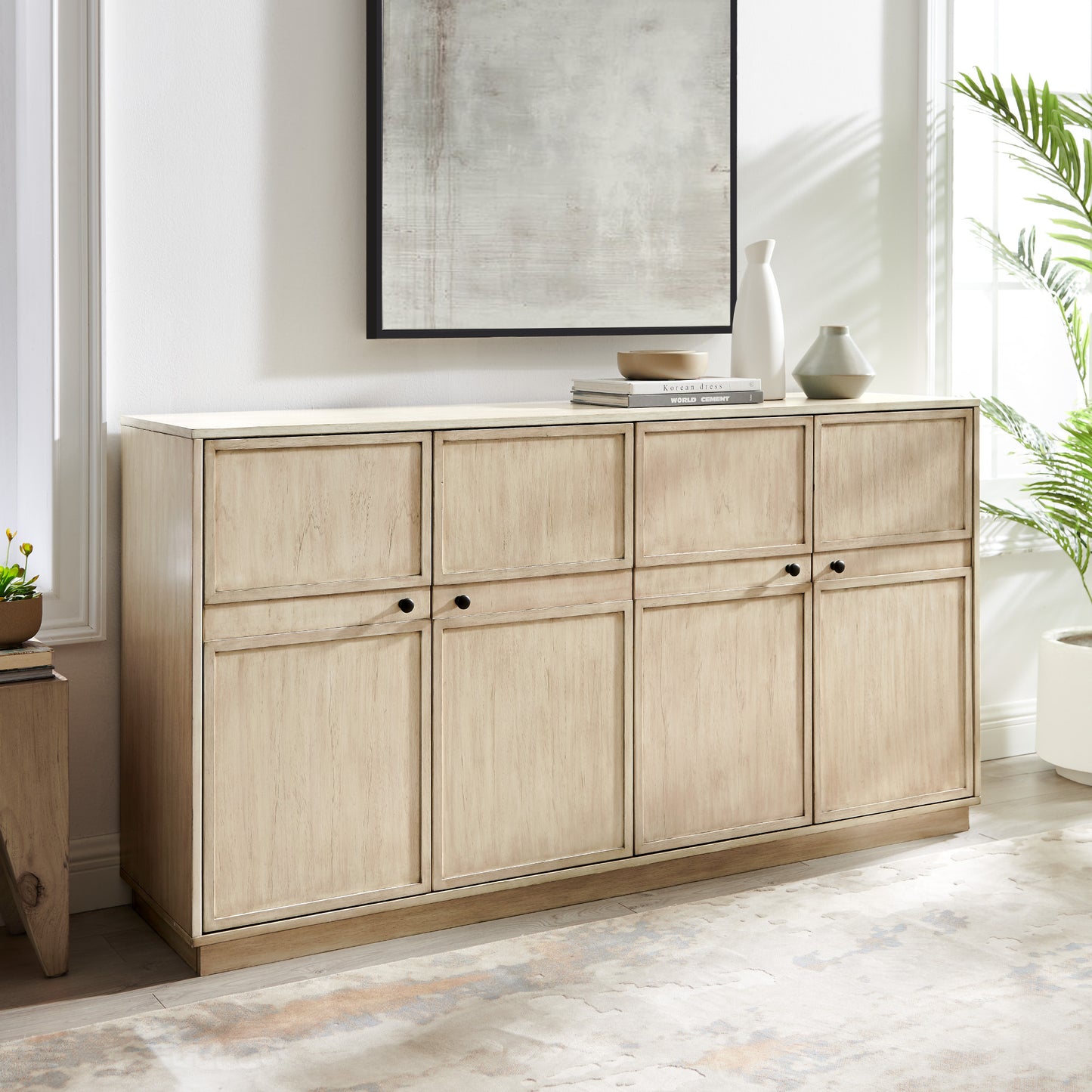 Mireille Classic Framed 4-Door Sideboard - Birch