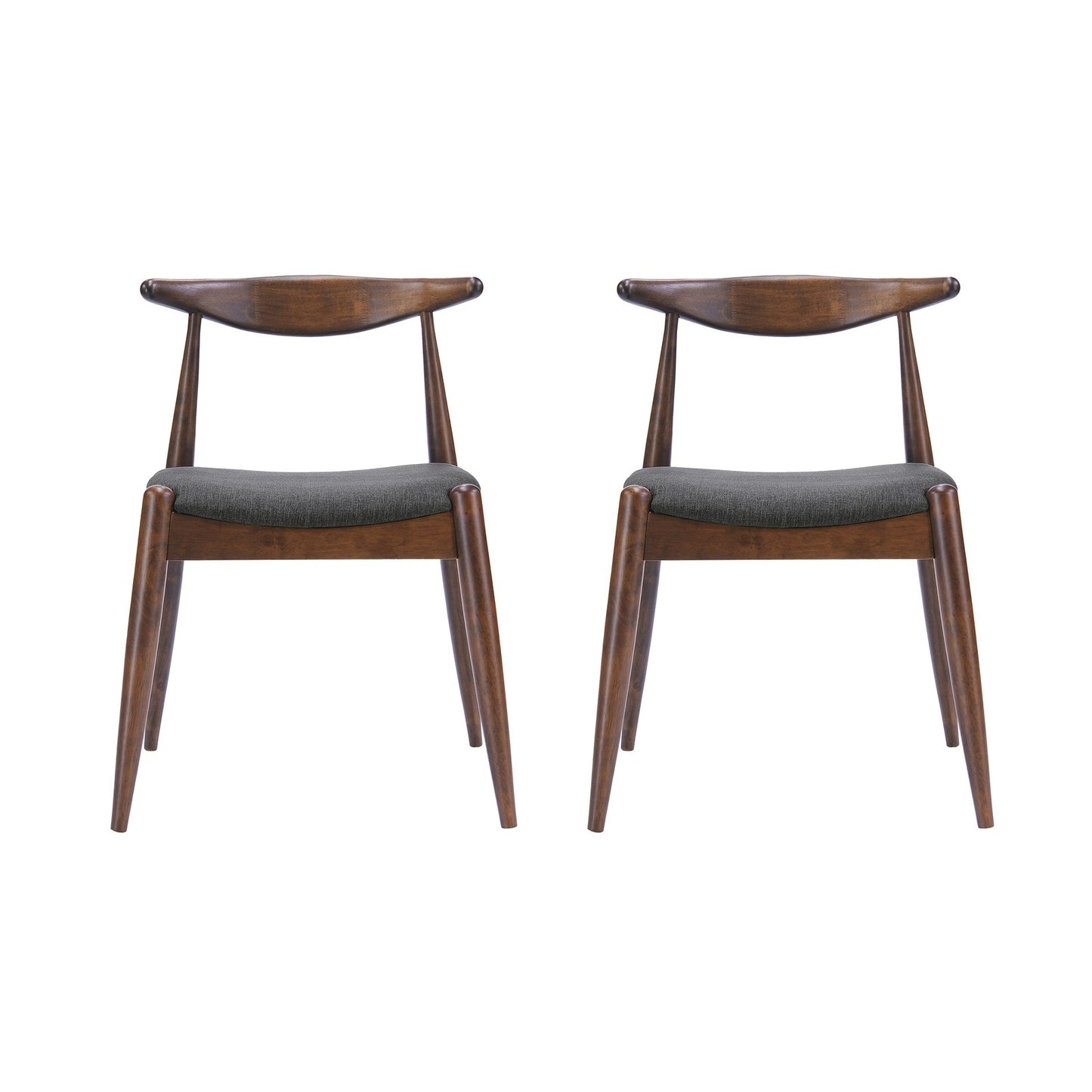 Margarette Mid-Century Modern Side Chairs Set of 2 Walnut & Charcoal