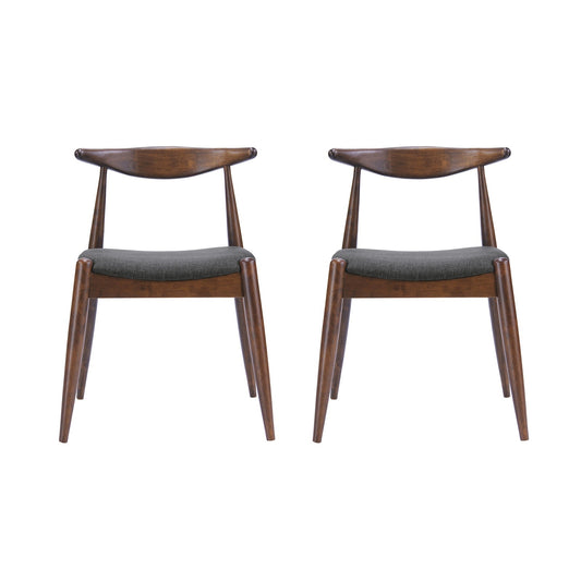 Margarette Mid-Century Modern Side Chairs Set of 2 Walnut & Charcoal