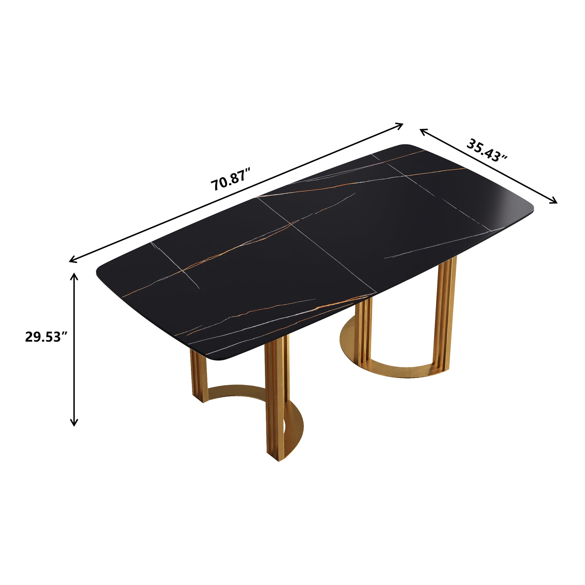 Moto II 70.8" Modern Sintered Stone Dining Table with Gold Base