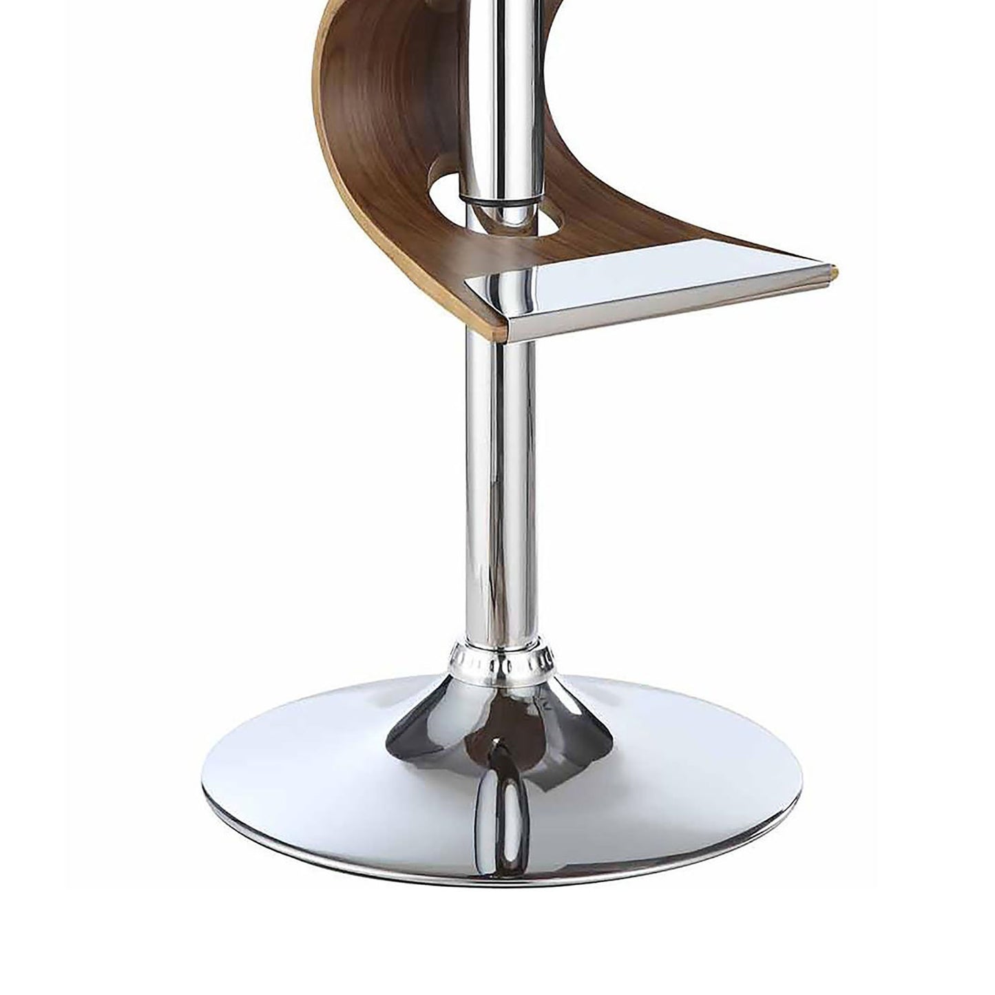 Odessa Walnut and Chrome S-Shaped Adjustable Bar Stool Set of 1