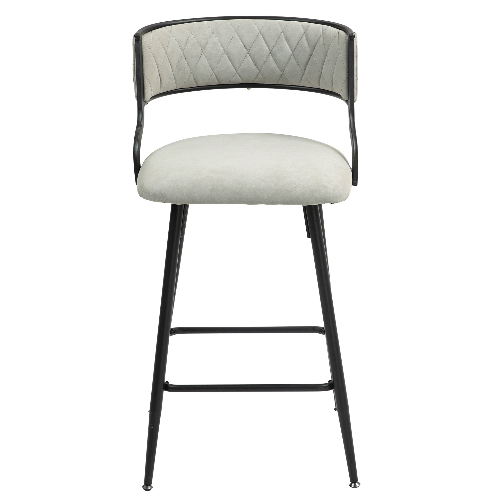 Contemporary Faux Leather 26" Counter Height Bar Stool with Black Powder-Coated Base Set of 2 Beige