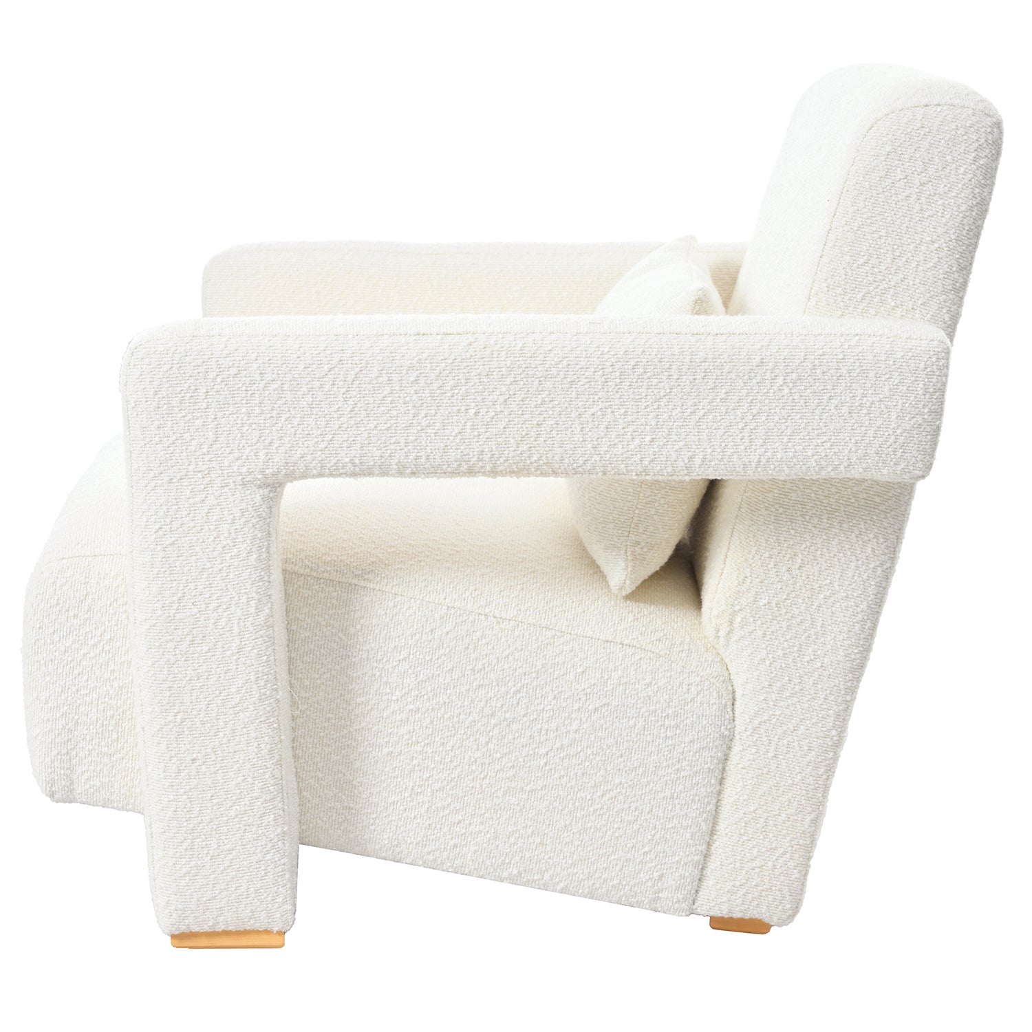 Axel Mid-Century Modern Boucle Arm Chair with Lumbar Pillow, White