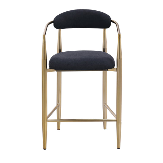 Janice Modern Boucle Upholstered Bar Stools with Gold Legs Set of 2