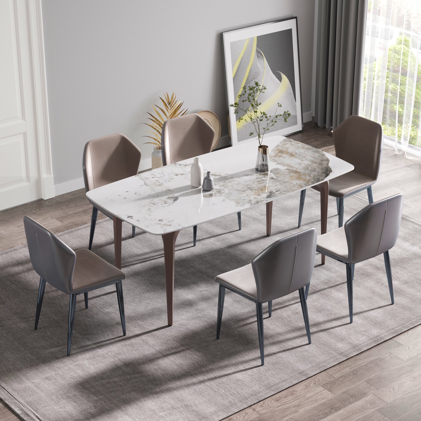 Trinita Modern Sintered Stone Dining Table, Pandora