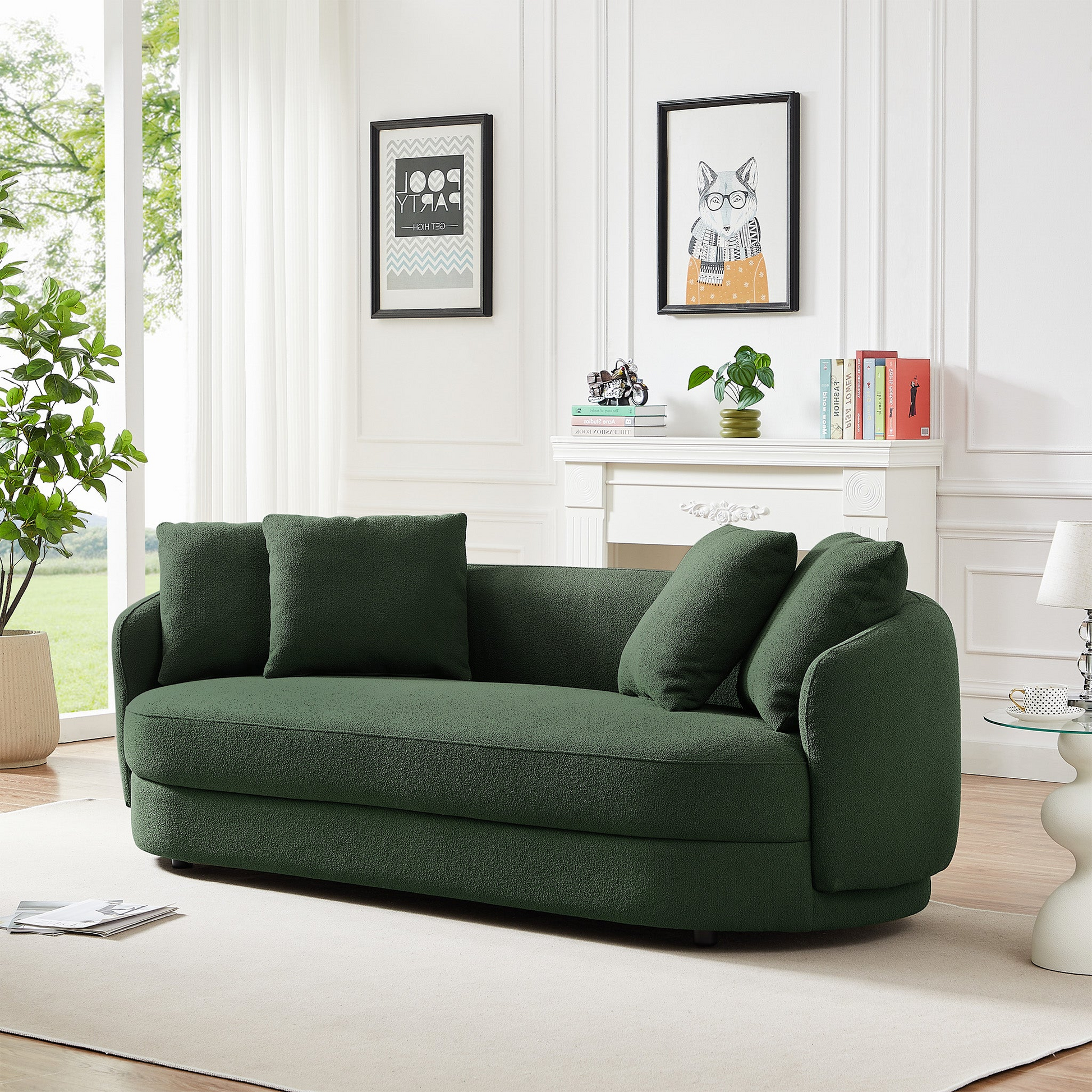 Dylan French Modern Boucle Upholstered Sofa, Green