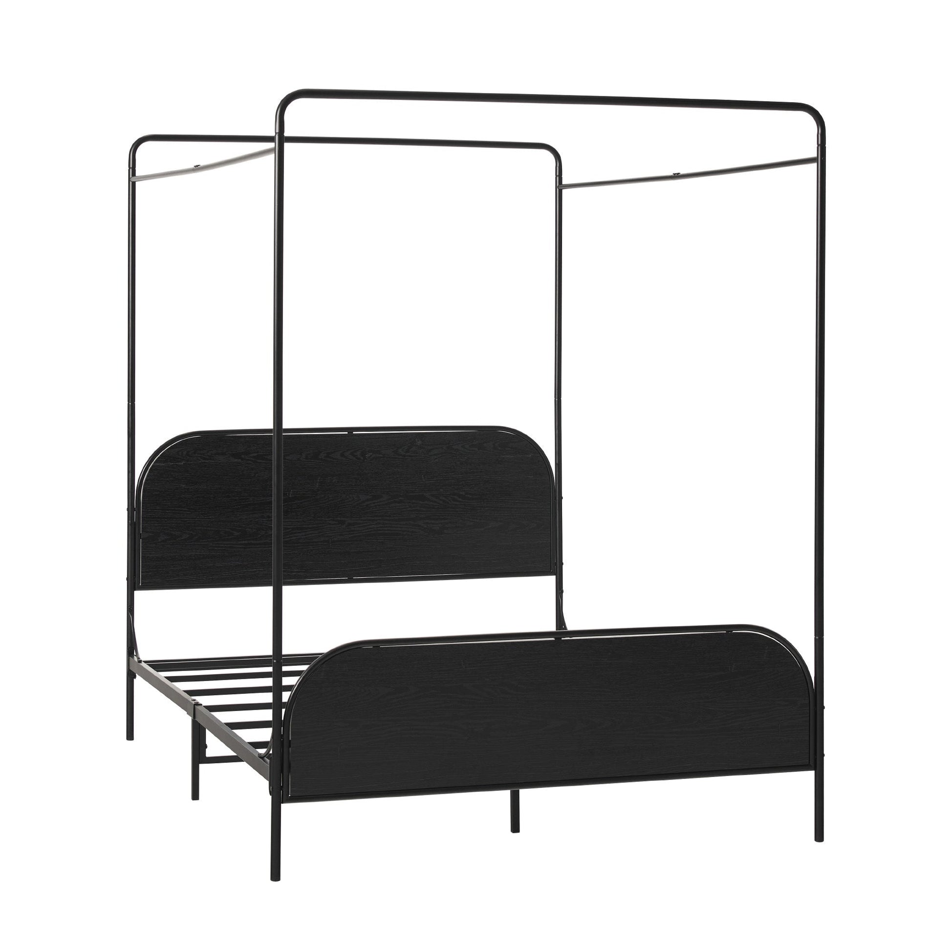 Bailey Modern Queen Metal and Wood Canopy Bed – Black