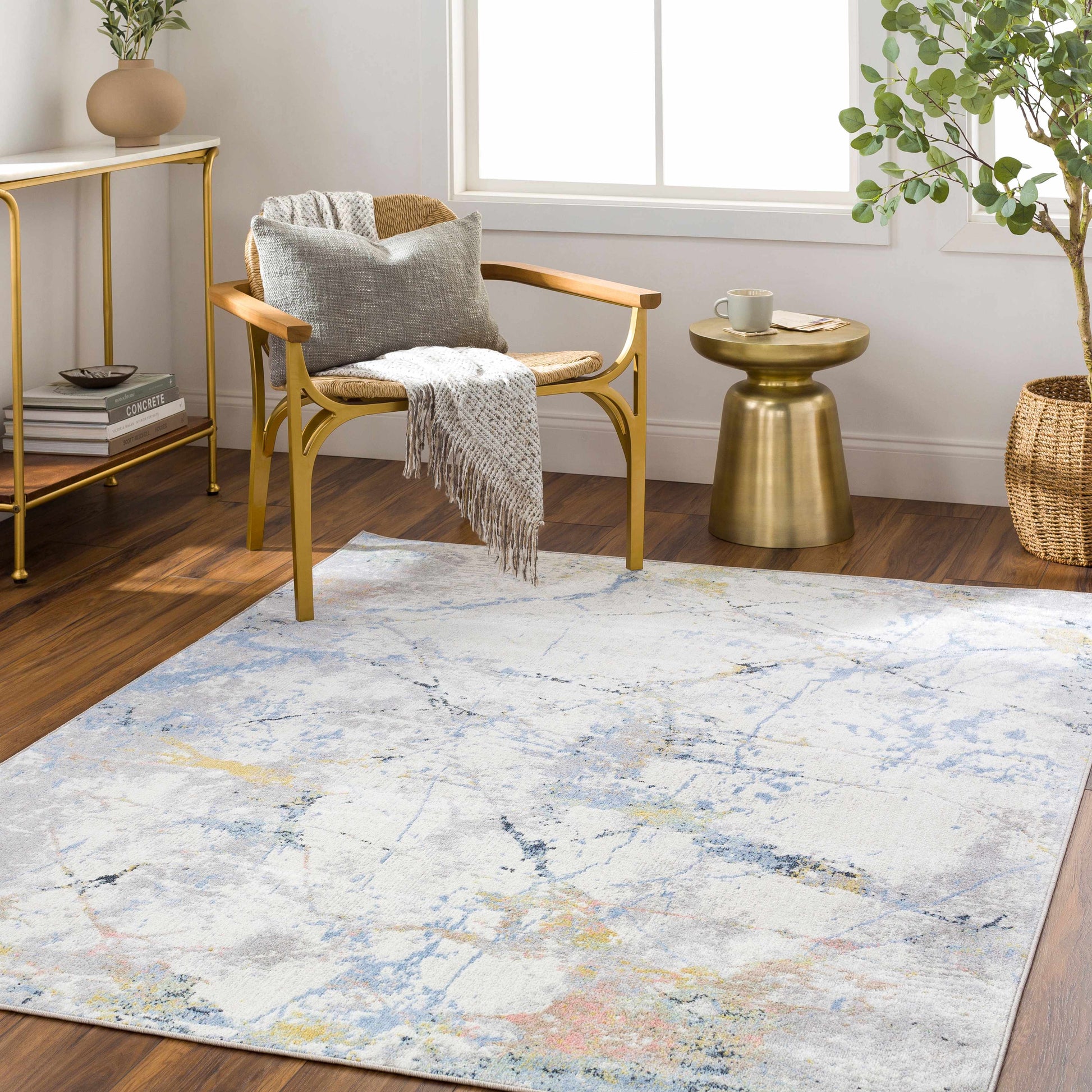 Ajamu Cream Marble Rug Washable - Clearance