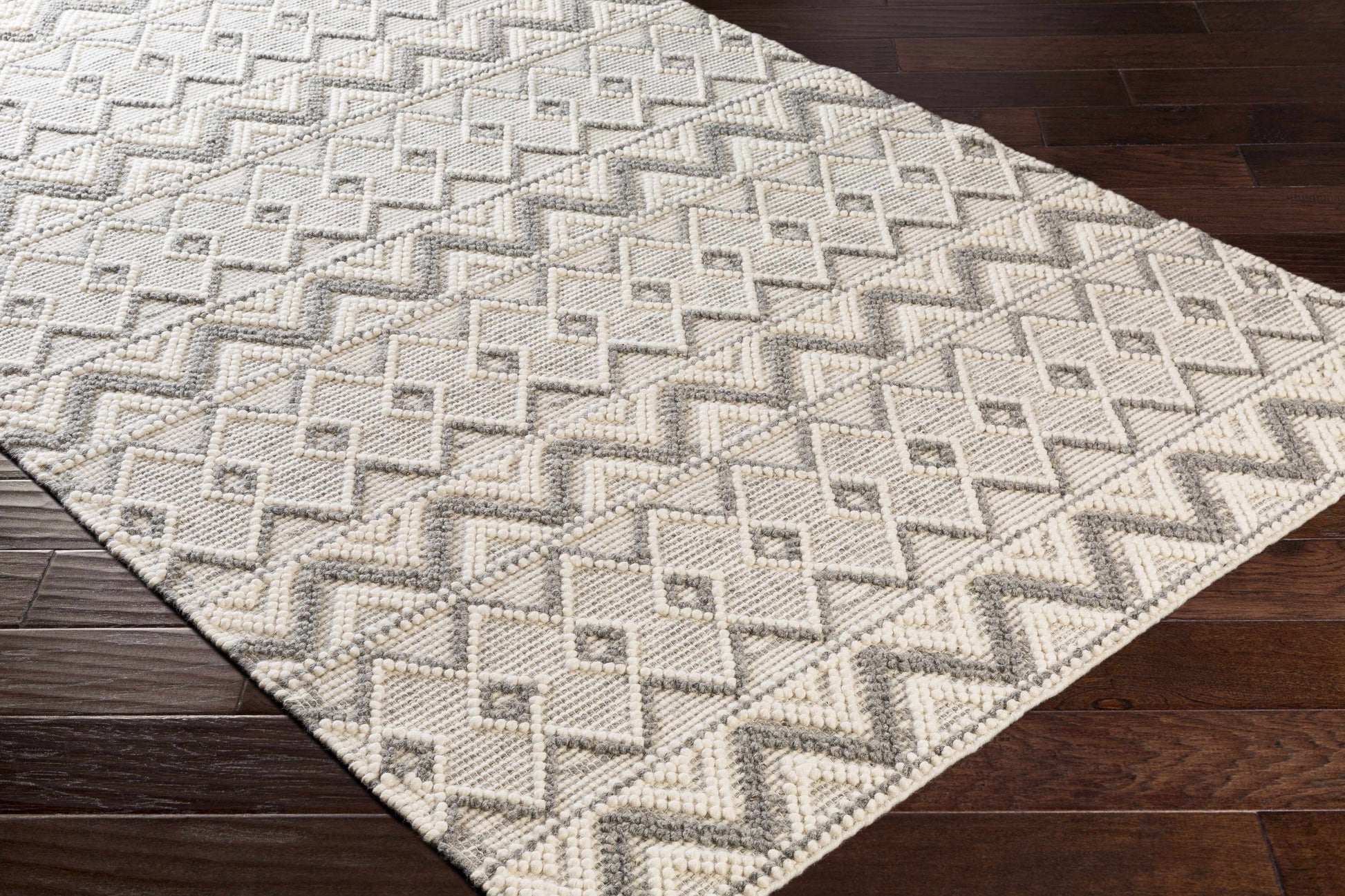 Whittington Gray&Cream Wool Rug - Clearance