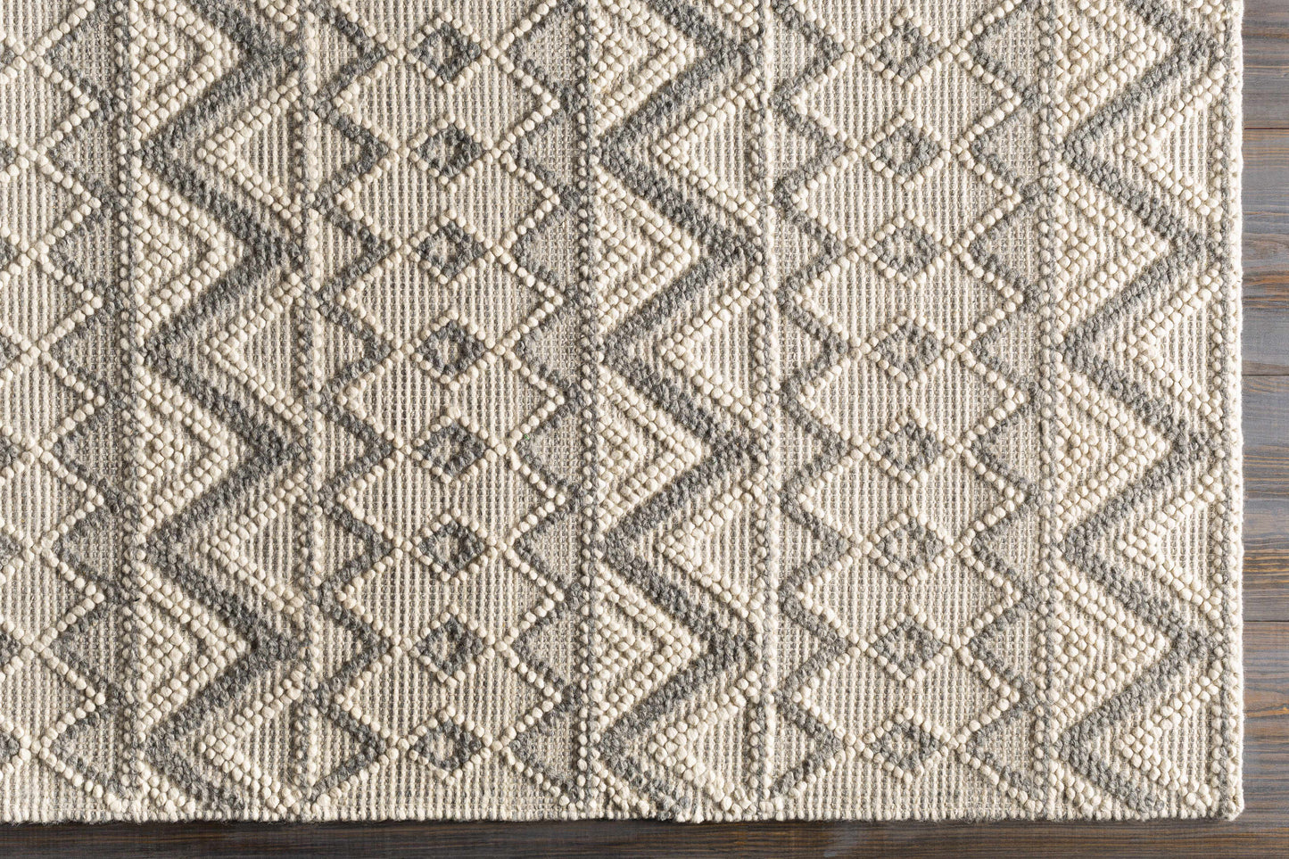 Whittington Gray&Cream Wool Rug - Clearance