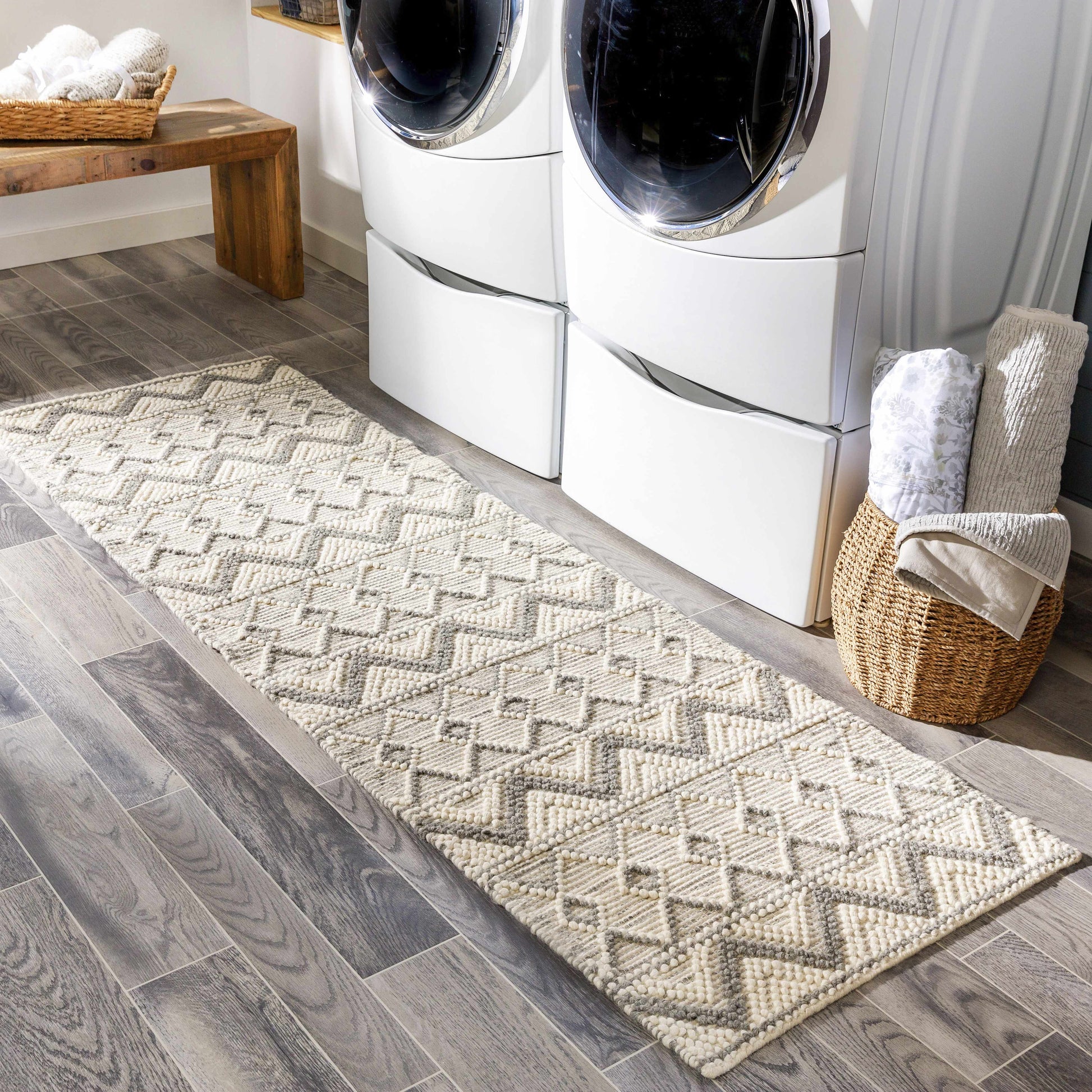 Whittington Gray&Cream Wool Rug - Clearance