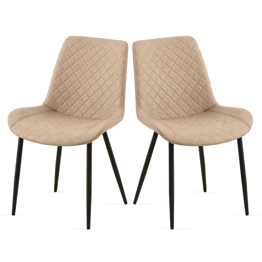 Taryn Mid-Century Modern PU Leather Side Chairs Set of 2 Beige