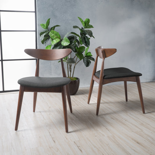 Karen Mid-Century Modern Side Chairs Set of 2 Walnut & Charcoal